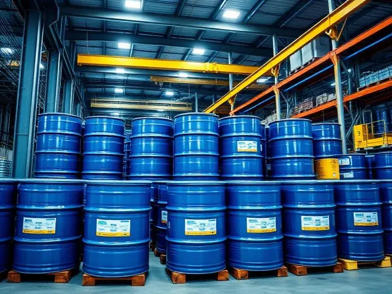 Collected waste oil drums staged for transport
